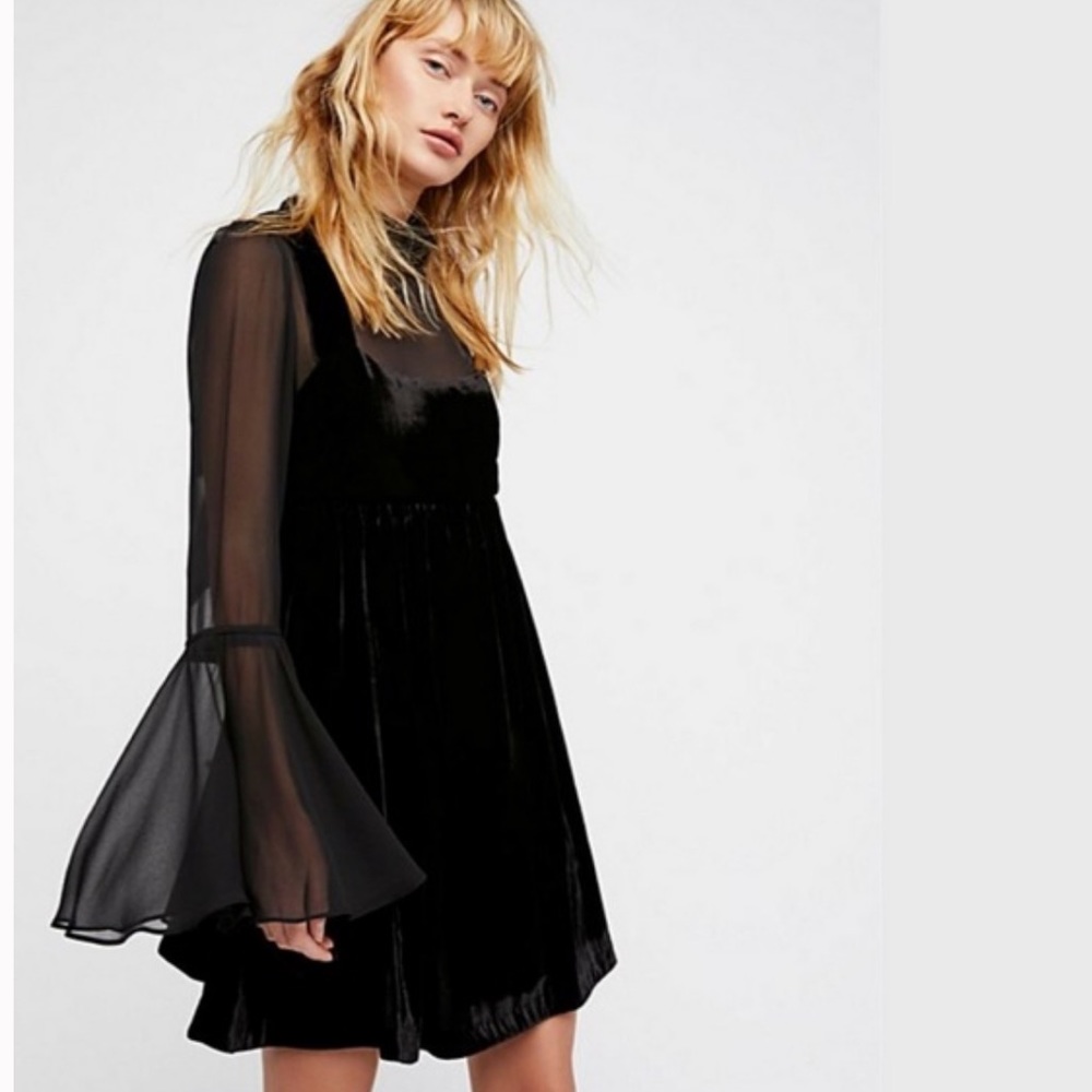 NWT Free People Counting Stars Chiffon Velvet Mini Dress